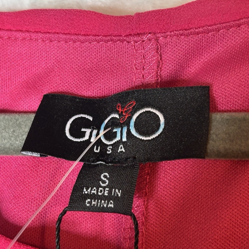 GIGIO Women Small Sleeveless Hot Pink Ruffle Dress Fully Lined Round Neck NEW